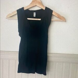 Free People Black Square-Neck Ribbed Tank